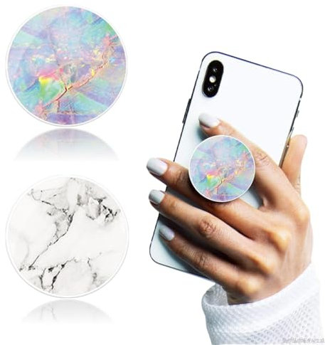 2 Piezas Soporte de Anillo de Agarre para Teléfono Móvil, Rotación de 360°, Base y Agarre Extensibles para Teléfonos Inteligentes y Tabletas (A)