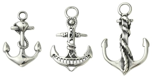 Stiesy 3 st nautiska ankare berlocker hängen 304 rostfritt stål antik silver marin tema berlocker 3-5 mm hål för sjöman armband halsband nyckelring gör-det-själv smyckestillverkning