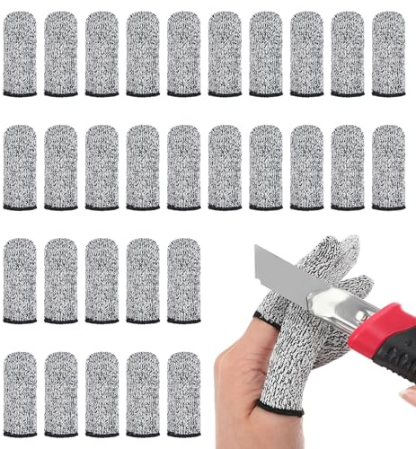30 protectores de dedos, protección de dedos en caso de lesiones, resistentes a los cortes para el trabajo, la cocina y el jardín, reutilizables y transpirables, para dedos y pulgares