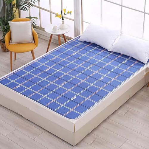 Highdi Coprimaterasso Impermeabile Singolo, Traversa Salvaletto Assorbenti Lavabili Proteggi Materasso Traversa Salvapipi, Protezione Letto per Anziani e Bambini Pipi (Grande plaid blu,115x200cm)