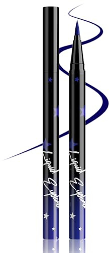 Erinde Blau Liquid Eyeliner, Wasserfest & Wischfest, Schnelltrocknend und Langanhaltend, Hochpigmentiert für Präzise Lidstriche, Multiuse Eyeliner Pen für Halloween, Karneval & Cosplay, Vegan #09