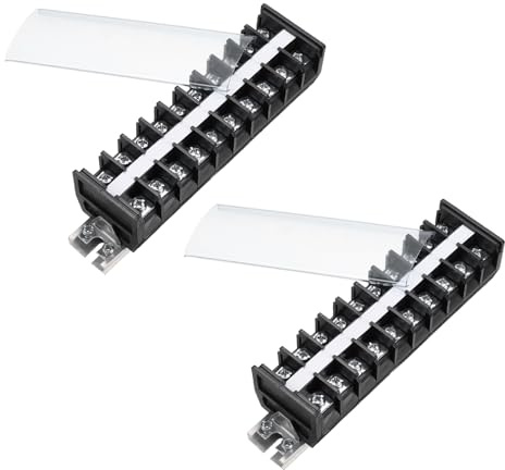 sourcing map 2 Pcs Barrier Terminal Strip Block 660V 30A Dual Rows 10 Positions Rail Base Screw Connector(The Shell Is Made of Flame Retardant and Heat Resistant Material)