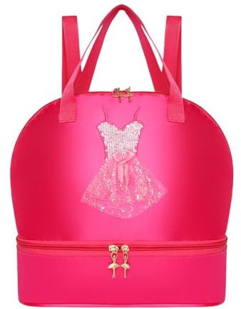 Baoblaze Ballet Dance Backpack Children Backpack with Shoe Compartment for Travel Dancing, Rose Red