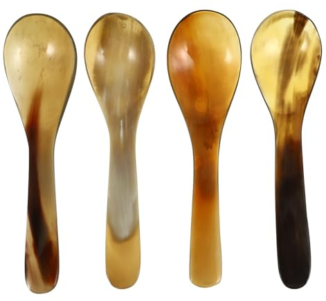 Tofficu Juego de 4 Cucharas para Miel y Salsa, Cucharas de Madera para Yogur y Pudín en Fiestas