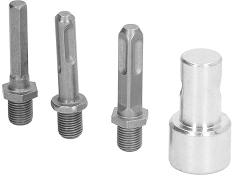 Aolidsive Adattatore per Trapano, Attrezzo da Giardino in Acciaio Al Carbonio con Gambo Tondo da 10 Mm a 1/2 Pollice Filettato, con 3 Punte da Trapano Intercambiabili, per un