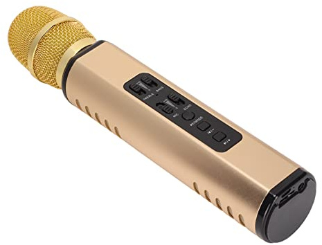 Lazmin112 Microfono da Canto Bluetooth K6 Altoparlante Portatile Durevole per Eventi di Karaoke Design Portatile (GOLD)