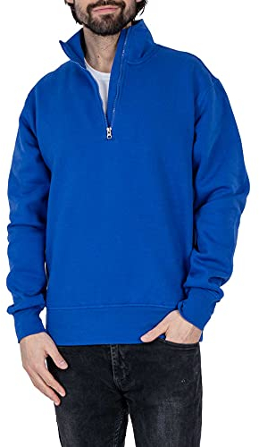 Mivaro Herren Troyer Pullover in Blau Größe 4XL - Sweatshirt mit Reißverschluss & Stehkragen - Baumwollmix 280g/m² Regular Fit pflegeleicht sportlich bequem Arbeit Freizeit Winter große Größen