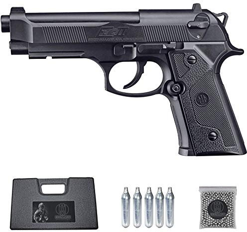 Ecommur. Beretta Elite II | Pistola de perdigones (Bolas BB's de Acero) de Aire comprimido semiautomática 4,5mm + maletín + balines y CO2