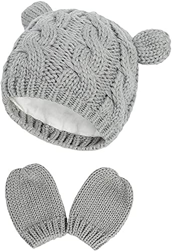 DRESHOW Sombrero de Bebé Guante Guantes Suaves para Recién Nacidos Bebé Niña Niños Gorro de Punto para Niños Pequeños Conjuntos de Manoplas de Gorro de Invierno para Bebés