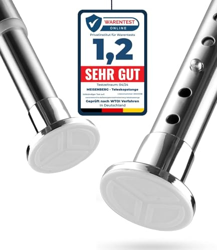 MEISENGERG Barra Telescópica Extensible – Acero Inoxidable Barra Cortina Ducha Sin Taladro – Varilla Telescópica a Presión Multifuncional – (210-260 cm) - Ø25mm