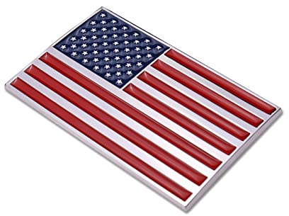 3D American Flag Metal Car Sticker, 3.15 x 2 USA Flag Decal, Zinc Alloy Emblem for Truck, Car, Motocycle, Boat (Original)