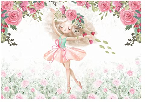 Vlies Fototapete Ballerina Blumen Kinderzimmer Mädchen Kinder Kindertapete Wandtapete Vlies Tapete UV-Beständig Montagefertig (368x254 cm - 4 Bahnen)