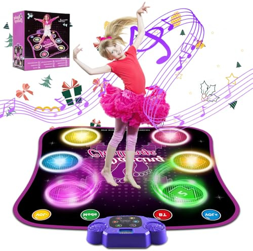 Fuairmee Dance Mats for Kids Ages 4-8, Dance Mat with Bluetooth, Built-in Music, 3 Languages Melodies, 5 Modes, Electronic Dance Mats for Kids with Anti-Slip Mat, Dance Mats Birthday
