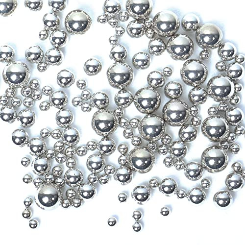 150Pcs Floating Pearls Vase Filler, No Hole Pearl Beads Vase Home Wedding Centerpiece Decor 8/14/20mm, Silver
