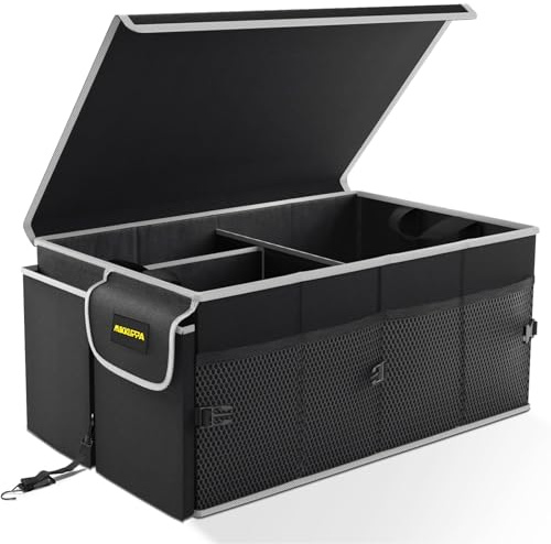 MIKKUPPA Car Trunk Organizer - 65L Collapsible Trunk Organizer with Lid, Sturdy Car Storage for SUV Auto Truck Van with Adjustable Straps and Non Slip Bottom