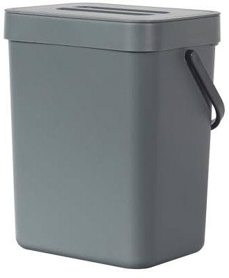 EKO Pure Mini Wall-Mounted Kitchen Trash Can with Lid Food Waste Caddy, 0.79 Gal / 3L (Grey)