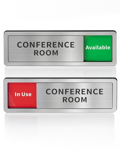 Conference Room Office Door Signs Do Not Disturb, In Use/Available Slider Sign for Home Office Wellness Conference Vacant Occupied Privacy Sliding Door Sign，Brushed Silver