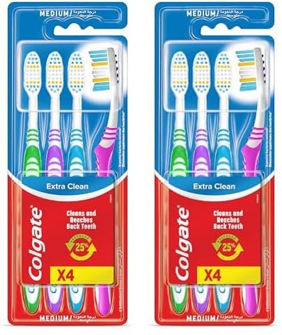 Colgate Brosse à Dents Extra Clean Medium, Lot de 8