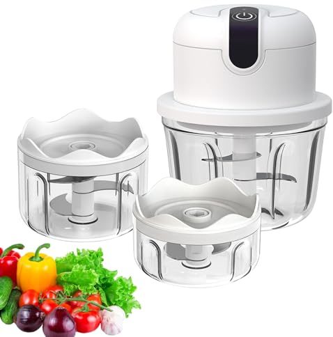 Mini Hachoir Électrique Rechargeable USB, 350 ml, Trois Tasses, Coupe-légumes Sans Fil Pour Ail, Légumes, Fruits, Viande