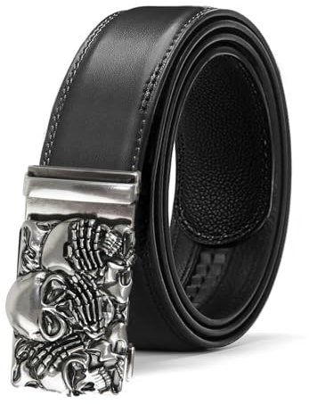 Glamexx24 Ceinture pour homme avec boucle automatique, noir ceinture à cliquet à, large 35 mm