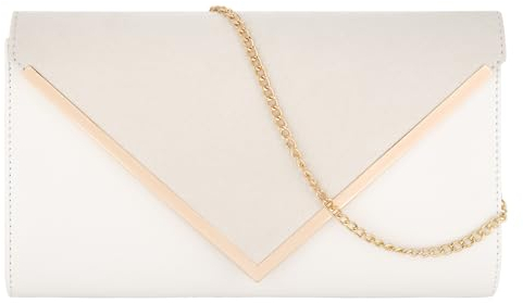 MEGAUK Damen Clutch Samt Abendtasche Elegante Handtasche Envelope Tasche Unterarmtasche mit Kette für Hochzeit Wedding Prom Party, Weiß