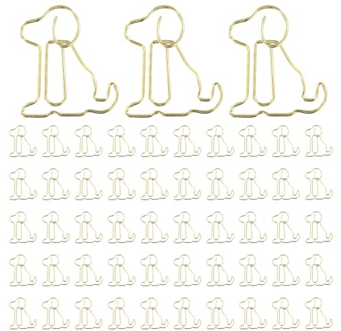 50 piezas Clip en forma de cachorro de,26 mm Clip de Papel Clips Metálicos, Clip de papel dorado,para clasificación de carteles fotográficos y documentos en casa, oficina, escuela (dorada)
