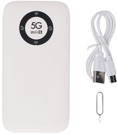 5G WiFi Mobile Hotspot, Enrutador Inalámbrico de Dispositivo WiFi Portátil con una Ranura para Tarjeta SIM de Batería de 7100 MAh para Viajar hasta 16 Dispositivos 2,77 GBPS (White)
