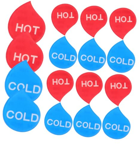 TOBBOMEY 8 paia Etichette Adesive Impermeabili per Acqua Calda e Fredda Indicatori Chiari per Rubinetti Lavandini e Docce Facili da Installare per Bagno e Cucina