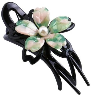 PLAFOPE Pince à Cheveux Clip à Chignon Solide Queue de Cheval Vert Chic en Acrylique Qui Tient Bien sans Abîmer les Cheveux pour Femmes pour Routine Beauté du Matin