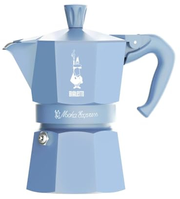 Bialetti Moka Express Cielo Stellato, Caffettiera in Alluminio, 1 Tazza, Ceruleo, Manuale, Finitura Opaca, per Caffè Macinato