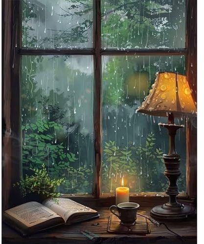 Fountor Window View Paint by Numbers for Adults Without Frame 40x50 CM