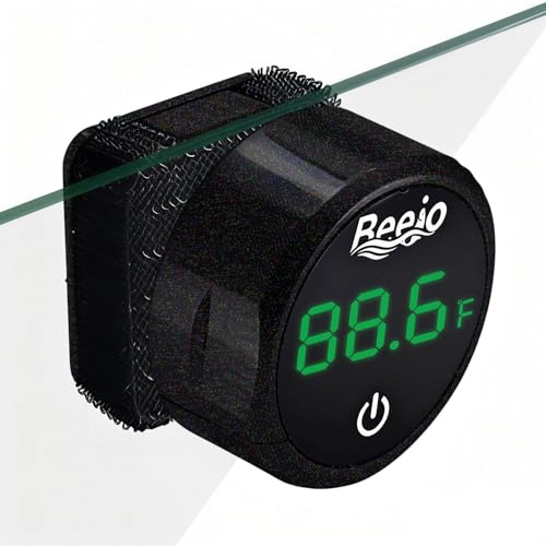 BEEJO 2 in 1 Aquarium Magnet Glass Cleaner with Touch Digital Thermometer ，Glass Fish Tanks Strong Magnetic Cleaning Brush，Aquarium Mini Algae Scraper (Black)