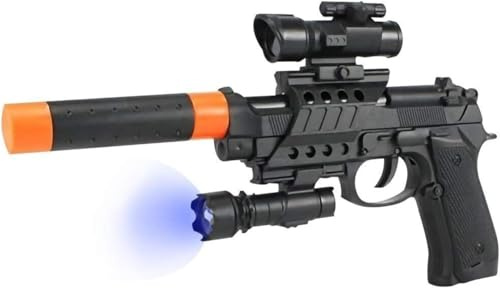 GENERICO Pistolet Jouet Pour Enfants Pistolet Jouet Lumières Et Sons Pistolet Jeu Enfants Avec Lumière Son Viseur Et Silencieux Démontable Pistolet Police Équipe Spéciale