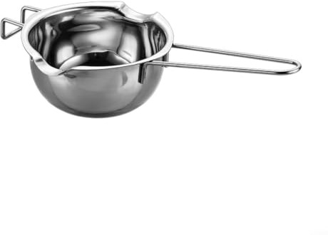 MIKMLYZE Chokladsmältpanna i rostfritt stål, 304 pannkruka med dubbla hällpip för godis, ljustillverkning, säker krok, coolt beröringshandtag, köksverktyg (26,5 cm)