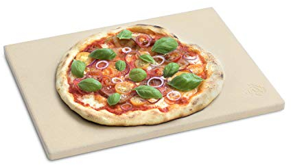 BURNHARD Pizzastein für Backofen, Gasgrill & Holzkohlegrill aus Cordierit für Brot, Flammkuchen & Pizza, rechteckig - 38 x 30 x 1.5 cm