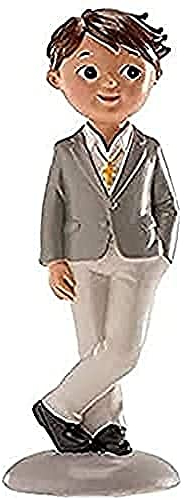 dekora - Figura Decorativa Per Prima Comunione Maschietto - Realizzata in Resina - Decorazione per Torte - 15 cm - Design Originale e Dettagliato - Adatto al Contatto Alimentare