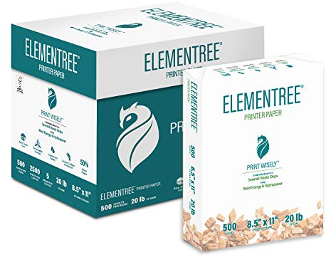 Elementree Sustainable Printer Paper Case 8.5 x 11 – Made from Sawmill Waste – 20 lb Copy & Multipurpose Computer Paper – 2500 Sheets – Made in the USA - Printer & Copier Compatible (00918C)