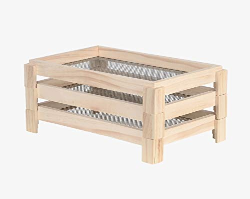 EsschertDesign Sèche-Herbes en Bois 23 x 36 x 16 cm Empilable 3 Couches Séchoir à épices Plantes Support Passoire Aération Cultivation