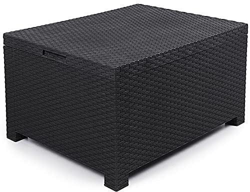 Ondis24 Gartentisch Olimpia, Loungetisch mit Aufbewahrungsbox, Beistelltisch mit Staufach aus Kunststoff, 168 Liter, Maße ca. 76 x 59 x45 (H) cm, 8 kg, anthrazit