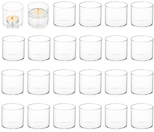 Romadedi Wedding Votive Tea Light Holders, Mini Clear Glass, 24pcs