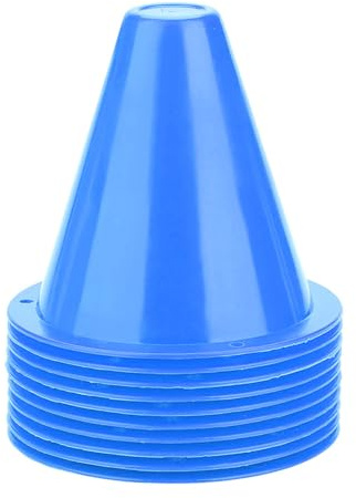 Förpackning med 10 Markeringskoner, Fotbollsmarkeringskoner, Trafikkoner, Markeringskoner, Träningshjälpmedel, Multifunktionella Kottar för Barn, Fotboll, Ridsport, Hemmaträning och(blå)