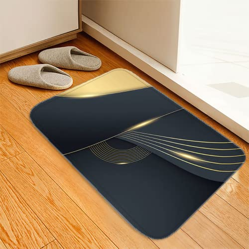 Schwarz-Gold-Luxus-Zusammenfassung Badezimmerteppich, Kreative Goldene Dynamische Diagonale Anti-Rutsch Badezimmer Matte, Waschbare Home Eingang Türmatte für Badezimmer Badewanne Dekor - 45*75cm