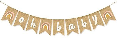 qingmeng Babyparty Deko Mädchen Junge, Oh Baby Girlande Banner Baby Shower Deko Junge Mädchen, Gender Reveal Party, Geschlechtsverkündung Tortendeko Babyparty Dekoration Neutral Zubehör