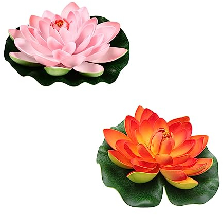AOKWAWALIY Hochwertige künstliche Lotus-Tanz-Requisiten, schwimmende Teichdekoration, Seerose, künstliche Teichdekoration, künstliche Blumen, künstliche Lotus-Pflanze, Pool, Eva, konservierte Blume, 2