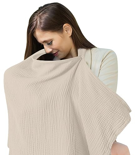 Yolispa Stillbezug für Babys, Stilltuch Stillschürze con Verstellbarer Riemen, Weicher und Atmungsaktiver Stillschal, Musselin-Stillbezug, Still-Abdeckung Geschenke für Mutter