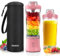 Portable Blender Personal Juicer with Insulated Sleeve for Shakes and Smoothies - 600ml Mini Blender Cup with Travel Lid, USB Rechargeable - Electric Protein Shaker for Kitchen, Travel, Office, Gym