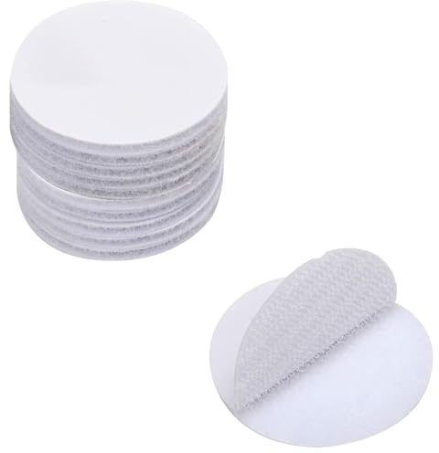 Tondini Adesivi Tondo, 60 Pezzi Velcr Adesivo Forte Tondo Bianco 30 mm Tondini Auto Adesivi Tondo Punti Autoadesivi per carta plastica vetro pelle metallo abiti (30 paia, 30mm)