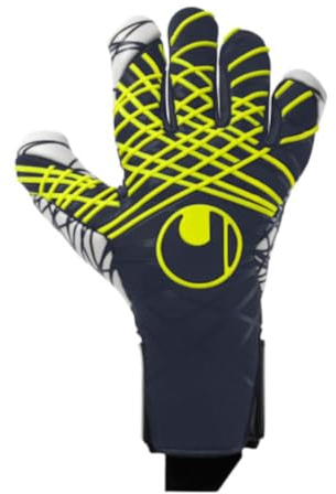 uhlsport Fußball Torwarthandschuhe Prediction Ultragrip Skin Cut - maximale Agilität und höchste Ballkontrolle bei ultimativem Grip, Marine/weiß/Fluo gelb, 8