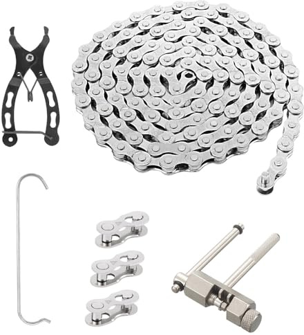 Chaîne de vélo 6/7/8 vitesses, dérailleur de moyeu, kit d'outils de chaîne de vélo avec pince à chaîne, acier spécial, argent, chaîne de vélo durable
