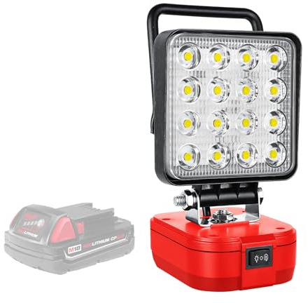 RIGIDON sladdlös bärbar LED-arbetslampa för Milwaukee M18 18V batteri, 4 tum 48W 4800LM strålkastare för utomhuslågspänningsbelysning, verkstad, garage, arbetsplats, bilreparation (inget batteri) | inget batteri, uppladdningsbart, 4200 lm, lågspänning, för utomhusklämbelysning, verkstad, garage, arbetsplats, bilreparation